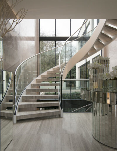 modern residential open plan spiral staircase