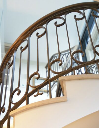 edge of a helical staircase banister