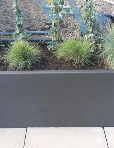 grey metal planter